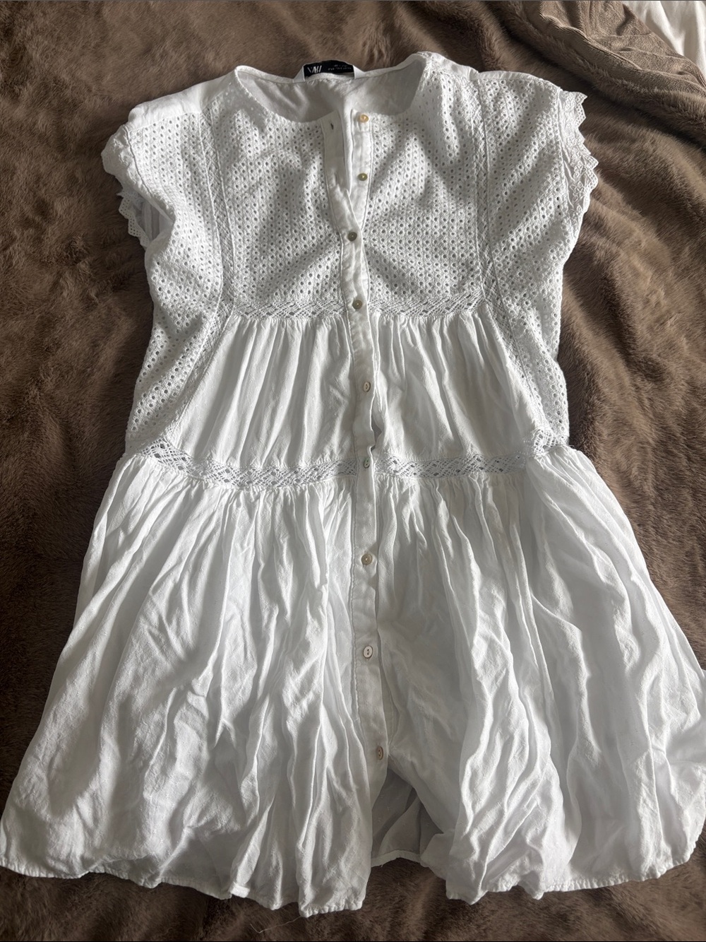 Beautiful Zara linen lace dress size small